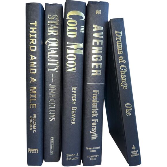 Decor Books Lot of 5 Black w/Gold Text  Hardcover Staging Set Rental Home Decor - Picture 14 of 14